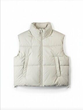 CISONO Women's Cream Puffer Vest Size Large Full Zip Lightweight Cozy